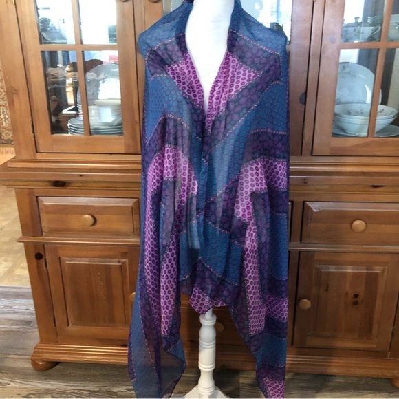 EUC Blue and Purple Rectangular Scarf - Picture 4 of 5